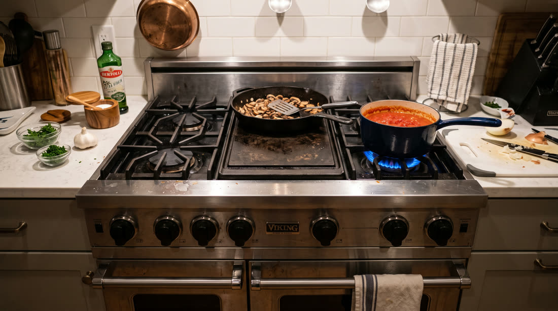 Viking range burners at work