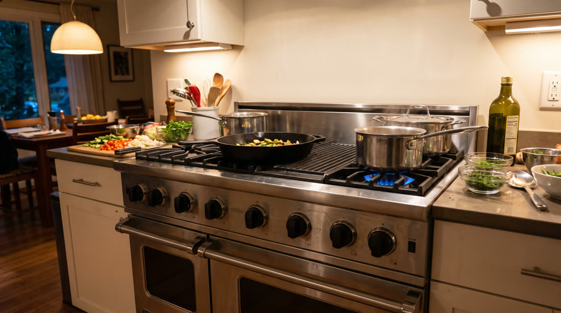 Skillet on a Viking range