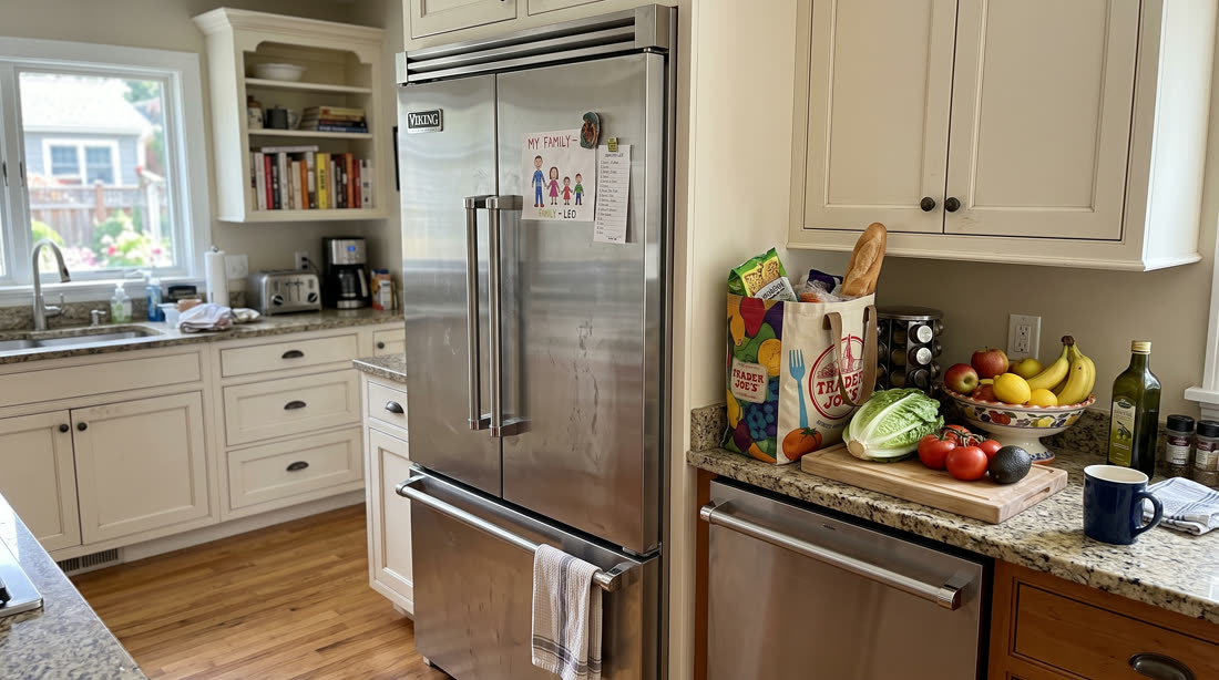 French door Viking refrigerator at home