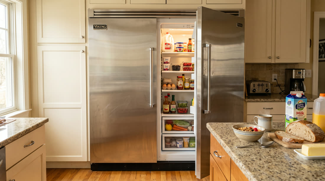 Viking refrigerator, door open